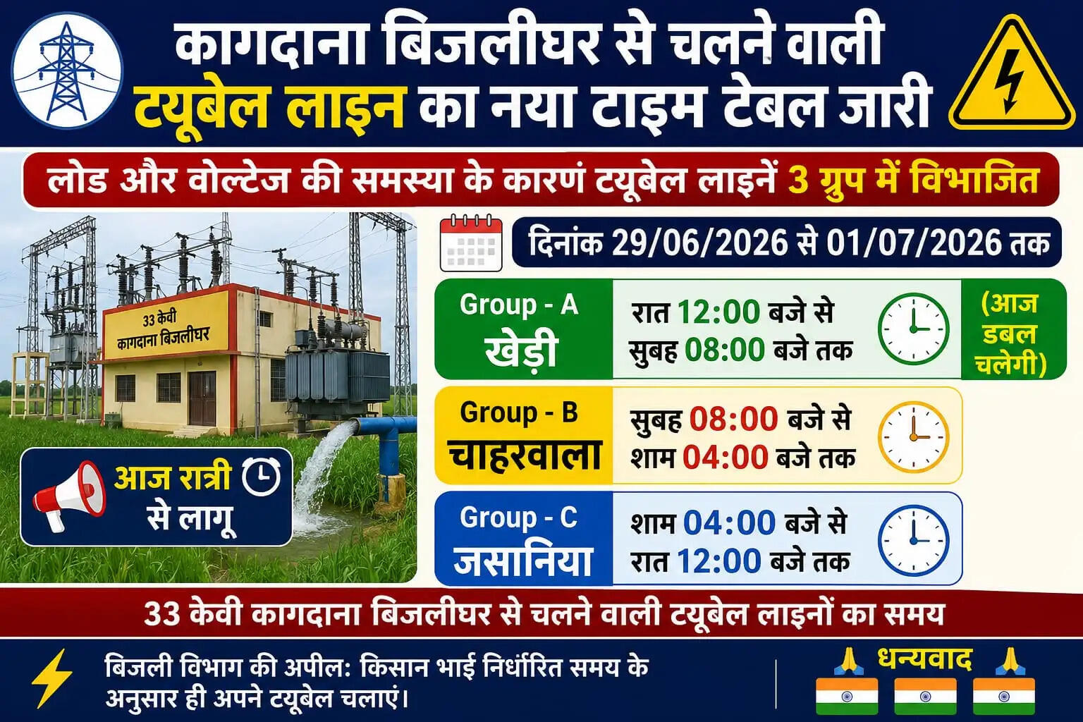 kagdana power plant timetable