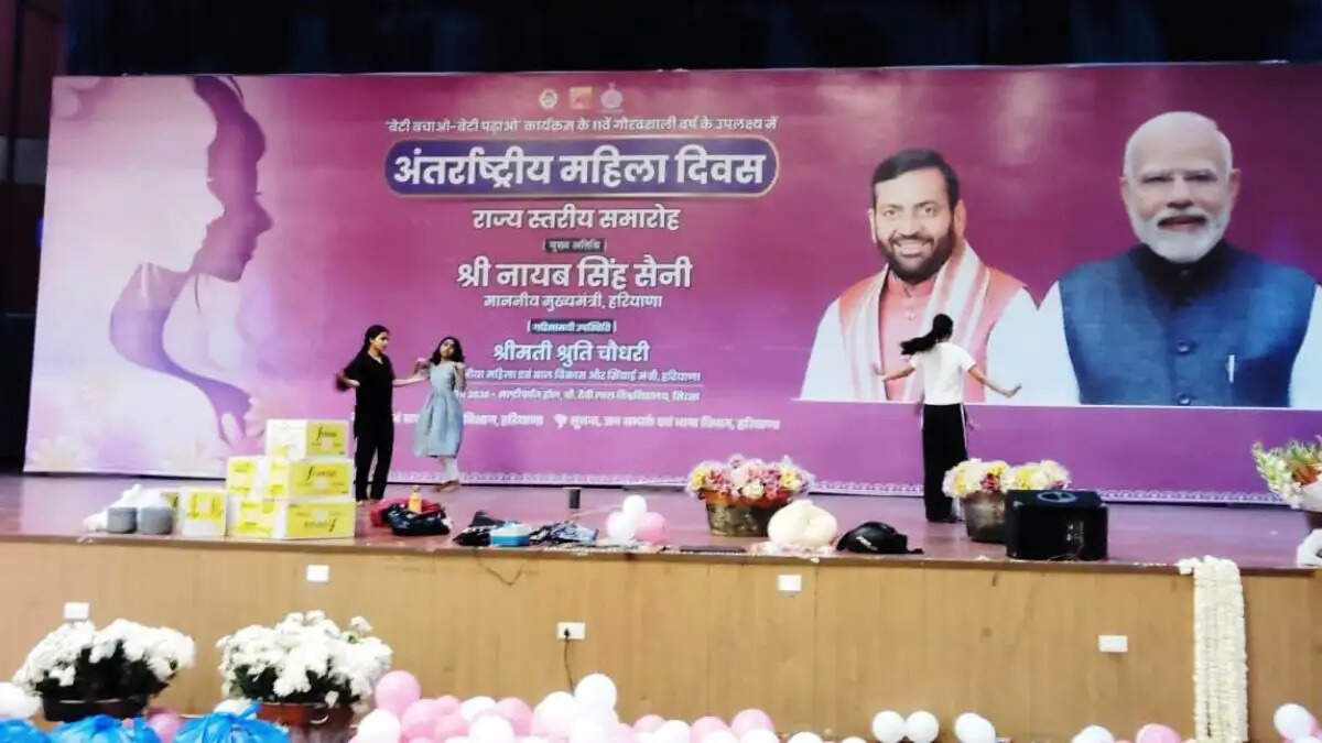 Haryana CM Nayab Singh Saini and Sirsa DC Shantanu Sharma preparing for the state-level International Women's Day event at CDLU