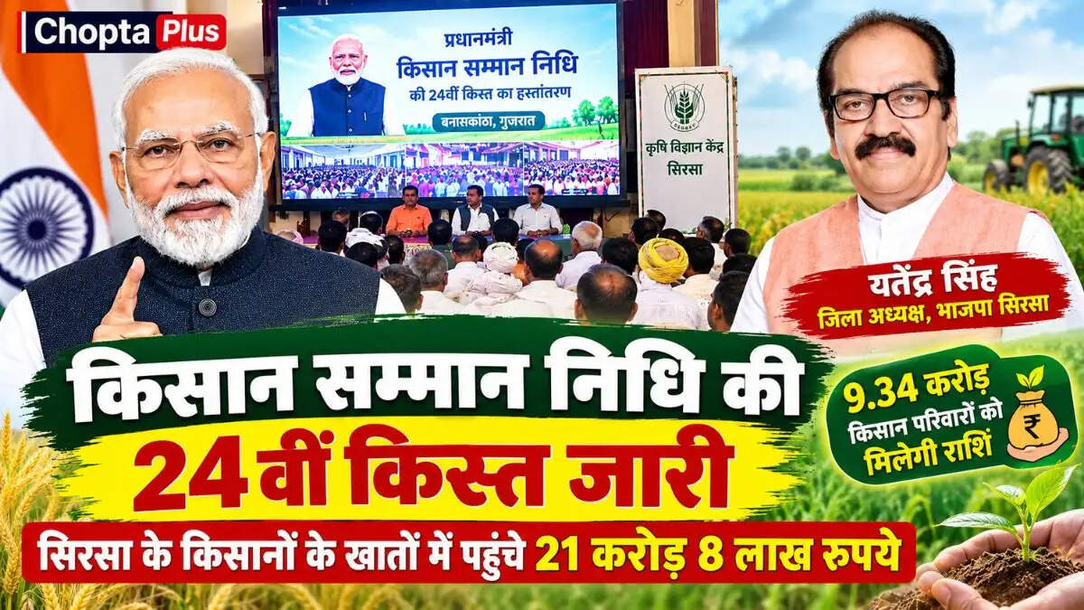 PM Kisan : 24वीं किस्त में सिरसा जिला के किसानों के खातों में पहुंचे 21.08 करोड़ रुपये