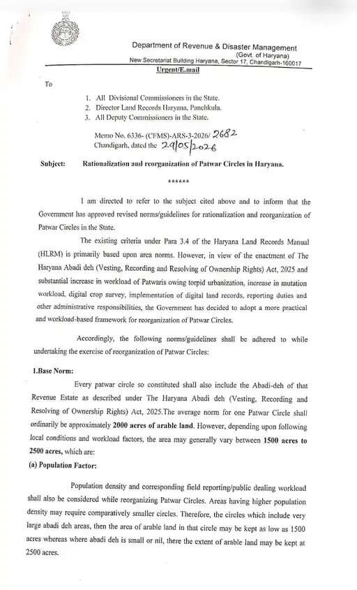 haryana patwari new rules 2026 notification