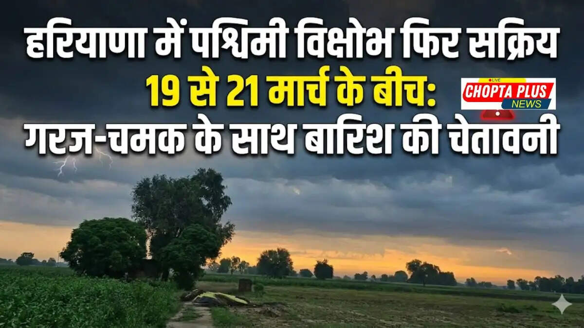 हरियाणा में 19 से 21 मार्च 2026 के बीच गरज-चमक के साथ बारिश का अलर्ट, CCSHAU हिसार द्वारा जारी मौसम पूर्वानुमान