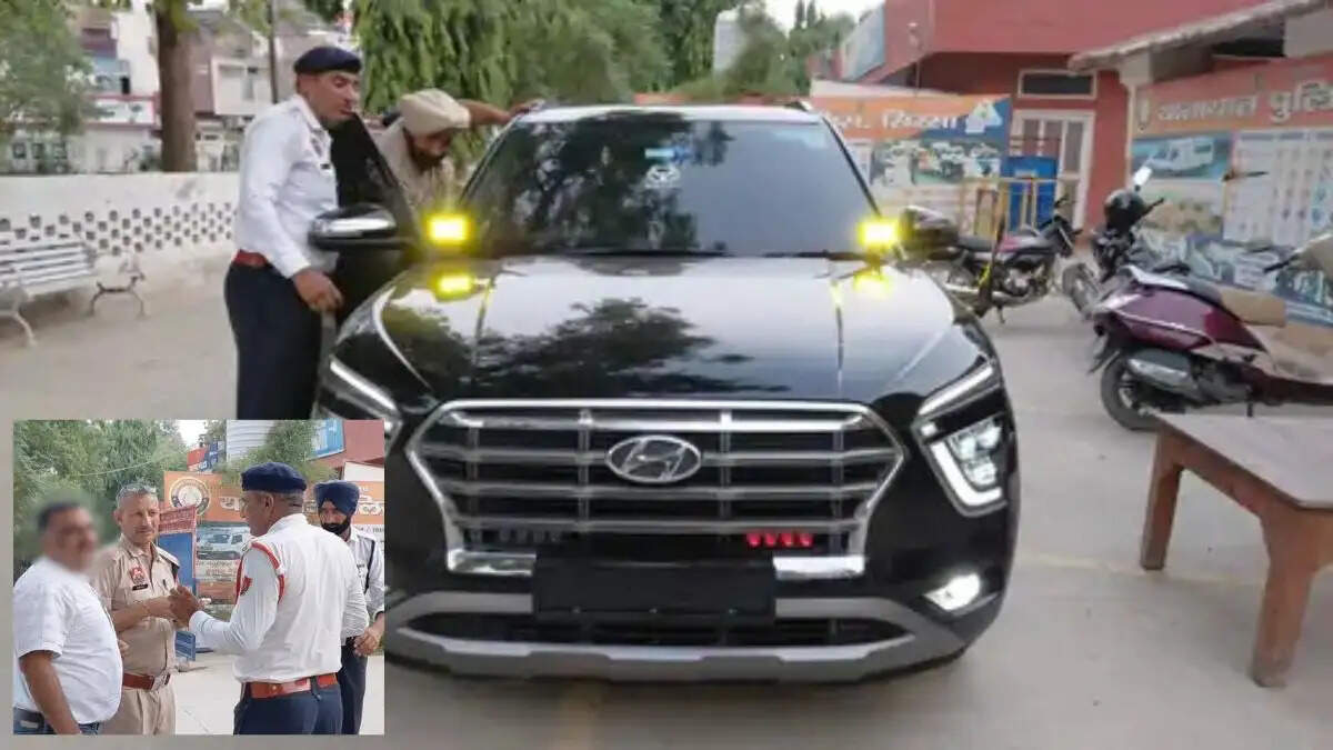 सिरसा पुलिस द्वारा जब्त की गई डॉक्टर की बिना नंबर प्लेट और काली फिल्म वाली क्रेटा कार