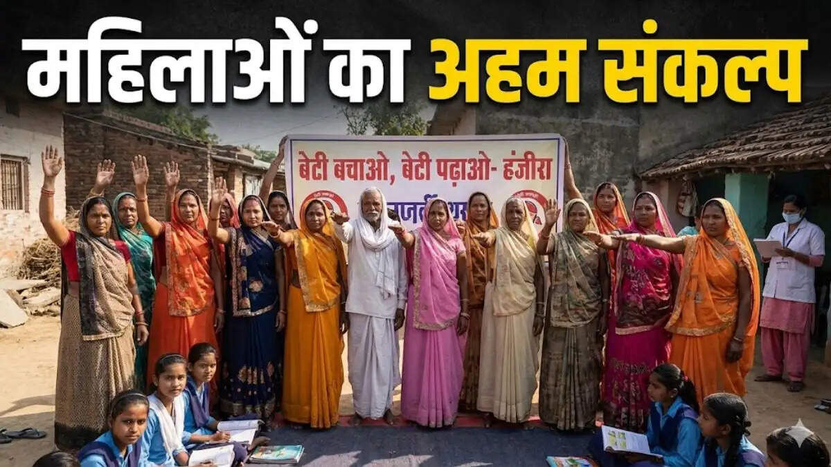 School girls participating in a chart making competition during Beti Bachao Beti Padhao awareness program in Hanjira village Chopta