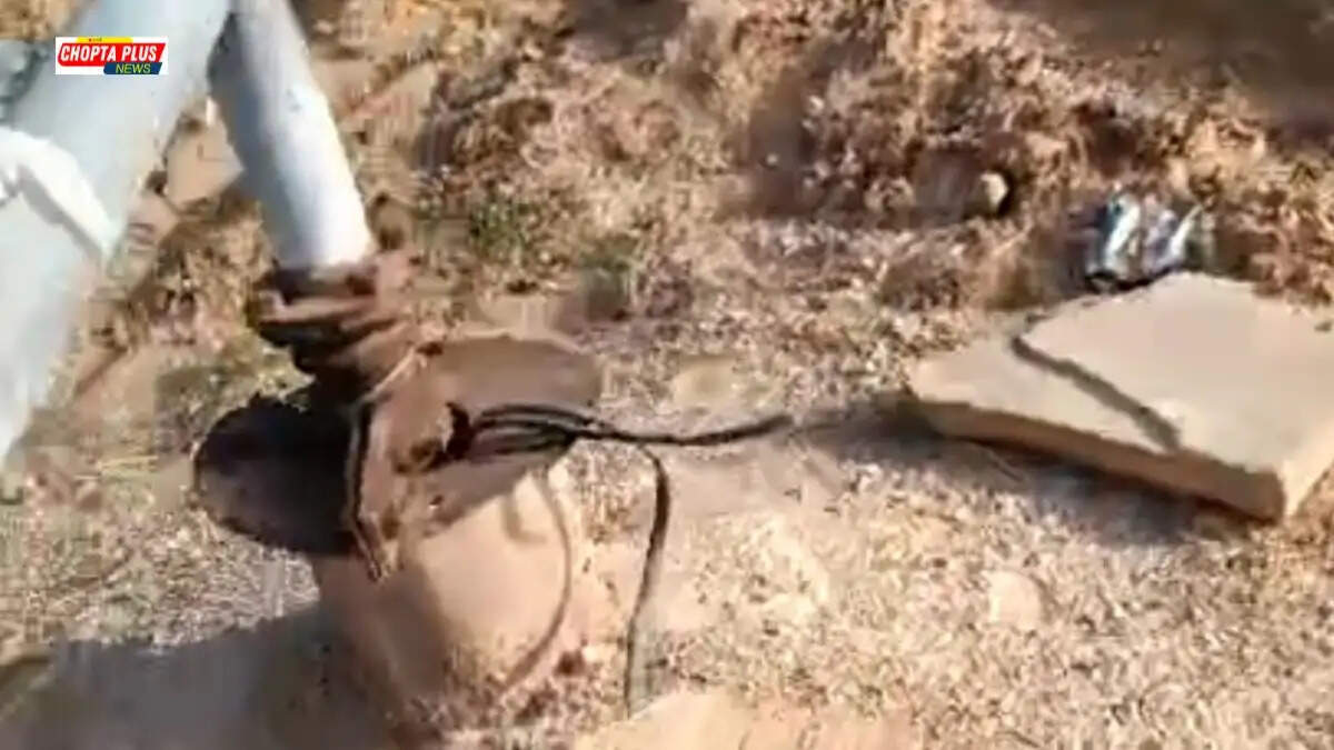 फरीदकोट के गांव पक्की कलां में खेतों से ट्यूबवेल मोटर चोरी होने के बाद टूटे हुए सामान के पास खड़े परेशान किसान